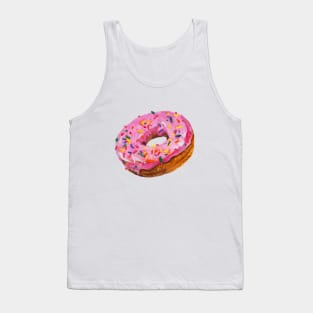 Watercolor of a pink glazed donut Tank Top